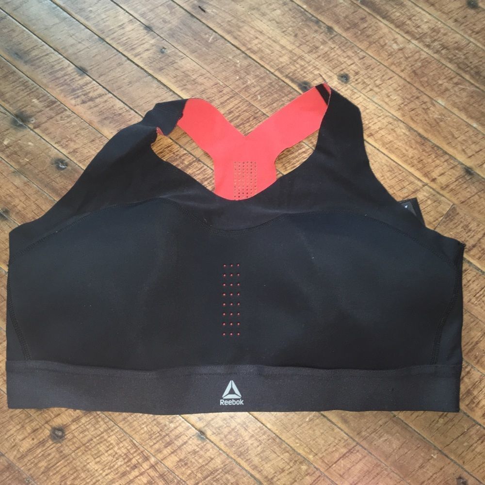 Reebok L/XL black &orange athletic racerback wireless  bra